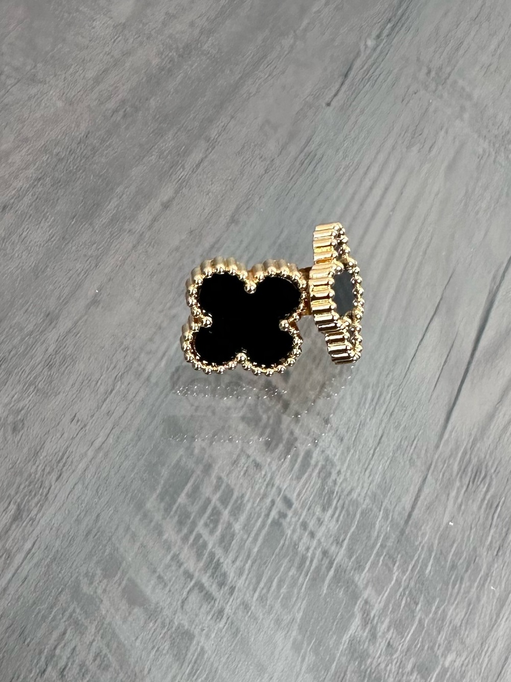 Gold-Filled Black Clover-Style Push-Back Stud Earrings